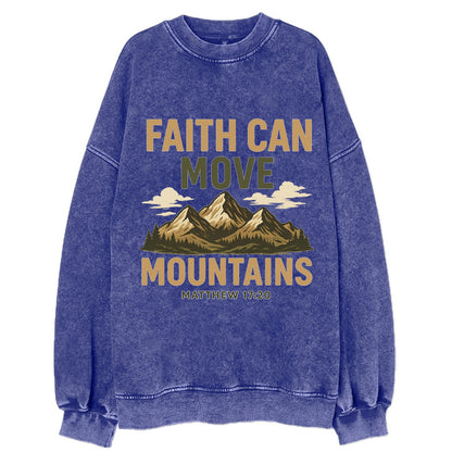 Matthew 17:20 Mountains - Vintage Sweatshirt - Blue