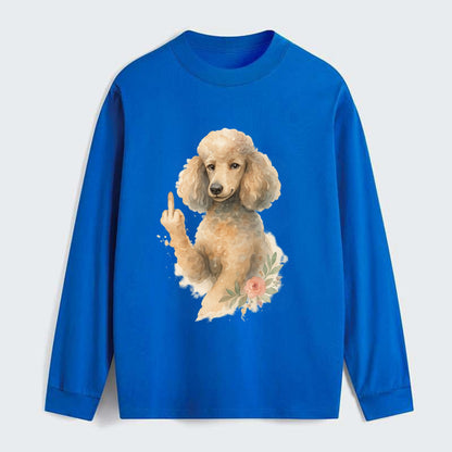Standard Poodle with curly styled coat, intelligent face, fancy paw - Classic Long Sleeve Shirt - Blue