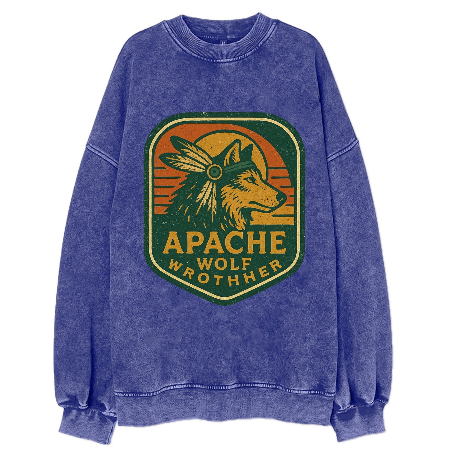 Apache Wolf Brother  - Vintage Sweatshirt - Blue