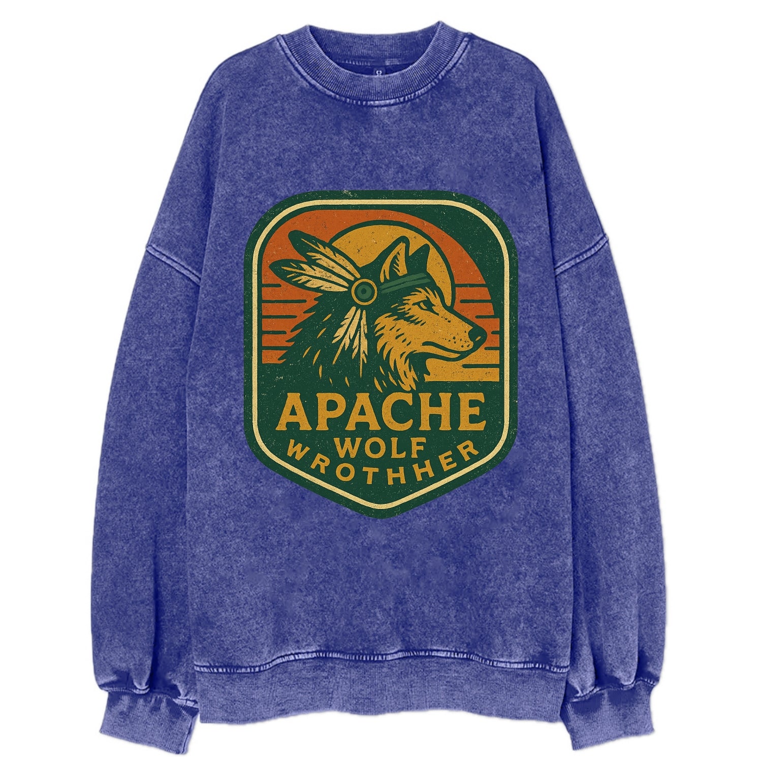 Apache Wolf Brother  - Vintage Sweatshirt - Blue