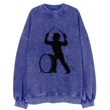 Drummer with drumsticks raised high - Vintage Sweatshirt - Blue