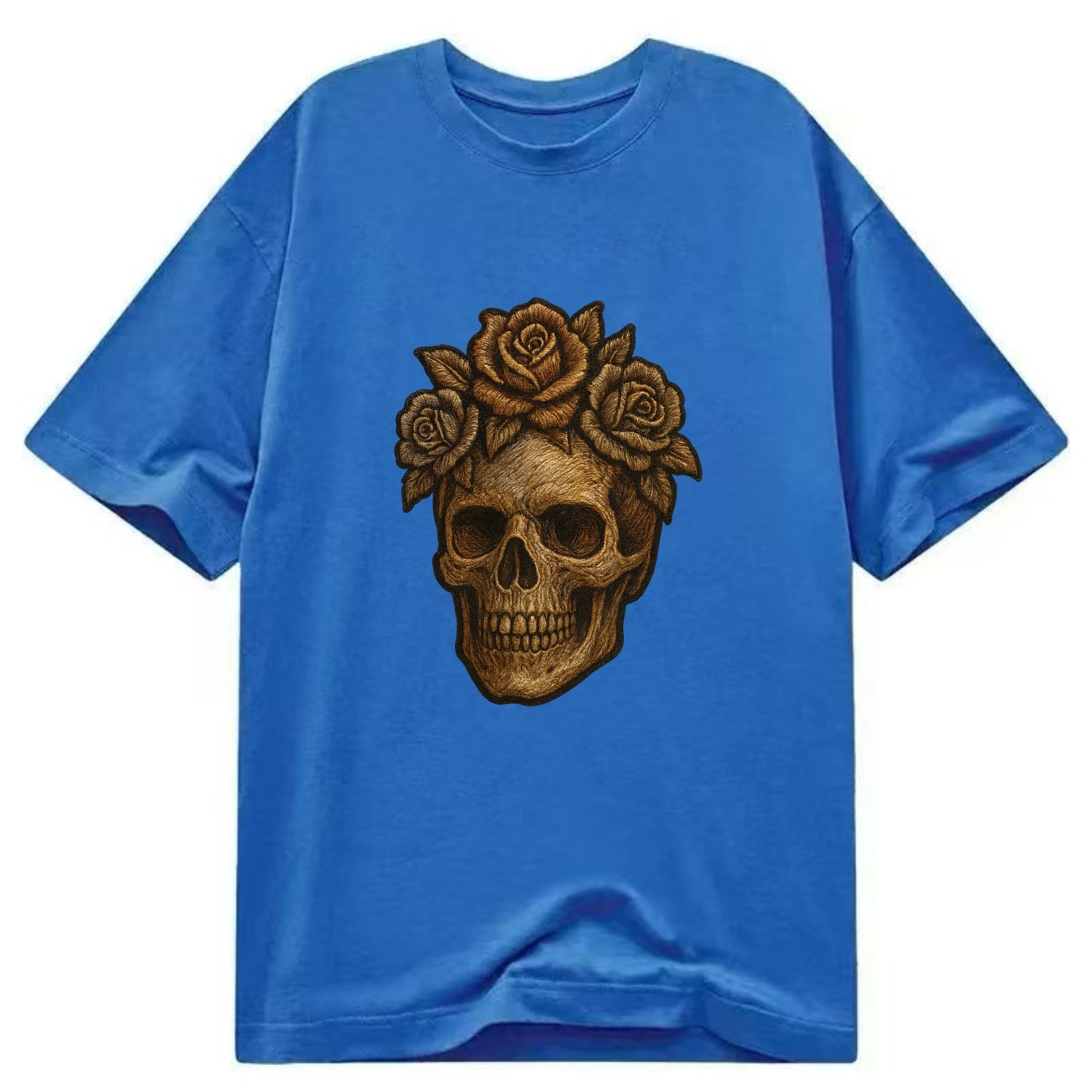 Skull and Roses  - Classic T-shirt - Blue