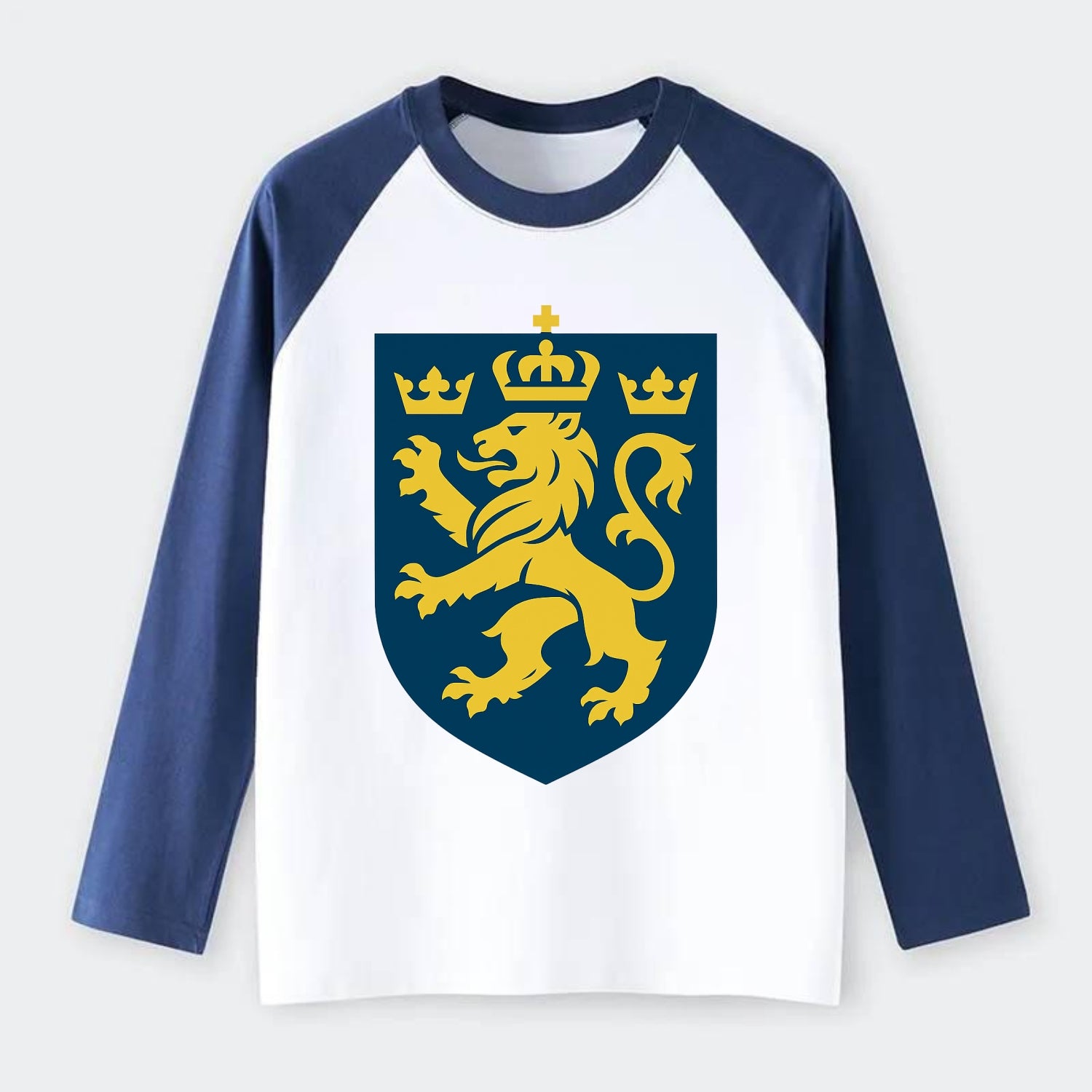 Sweden Three Crowns Emblem - Raglan Long Sleeve T-Shirt - Blue