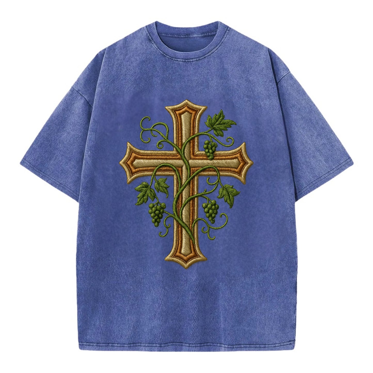 Vine Cross  - Vintage T-shirt - Blue