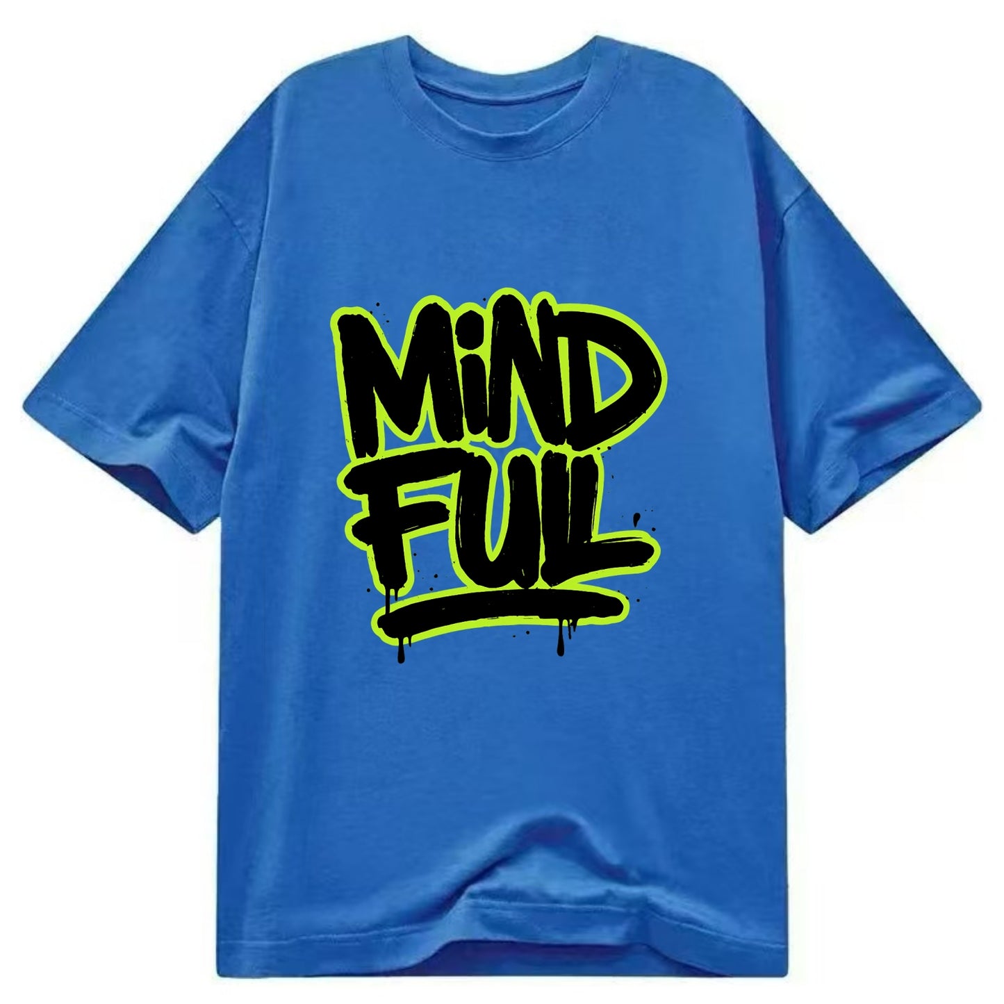 Bold typography design - "MINDFUL" - present awareness, conscious living - Classic T-shirt - Blue