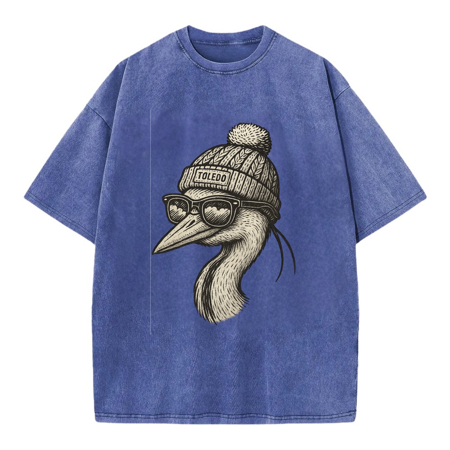 Toledo Great Blue Heron wearing Toledo b - Vintage T-shirt - Blue