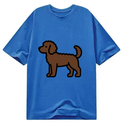 Labradoodle - Chocolate curly flat side profile - Classic T-shirt - Blue