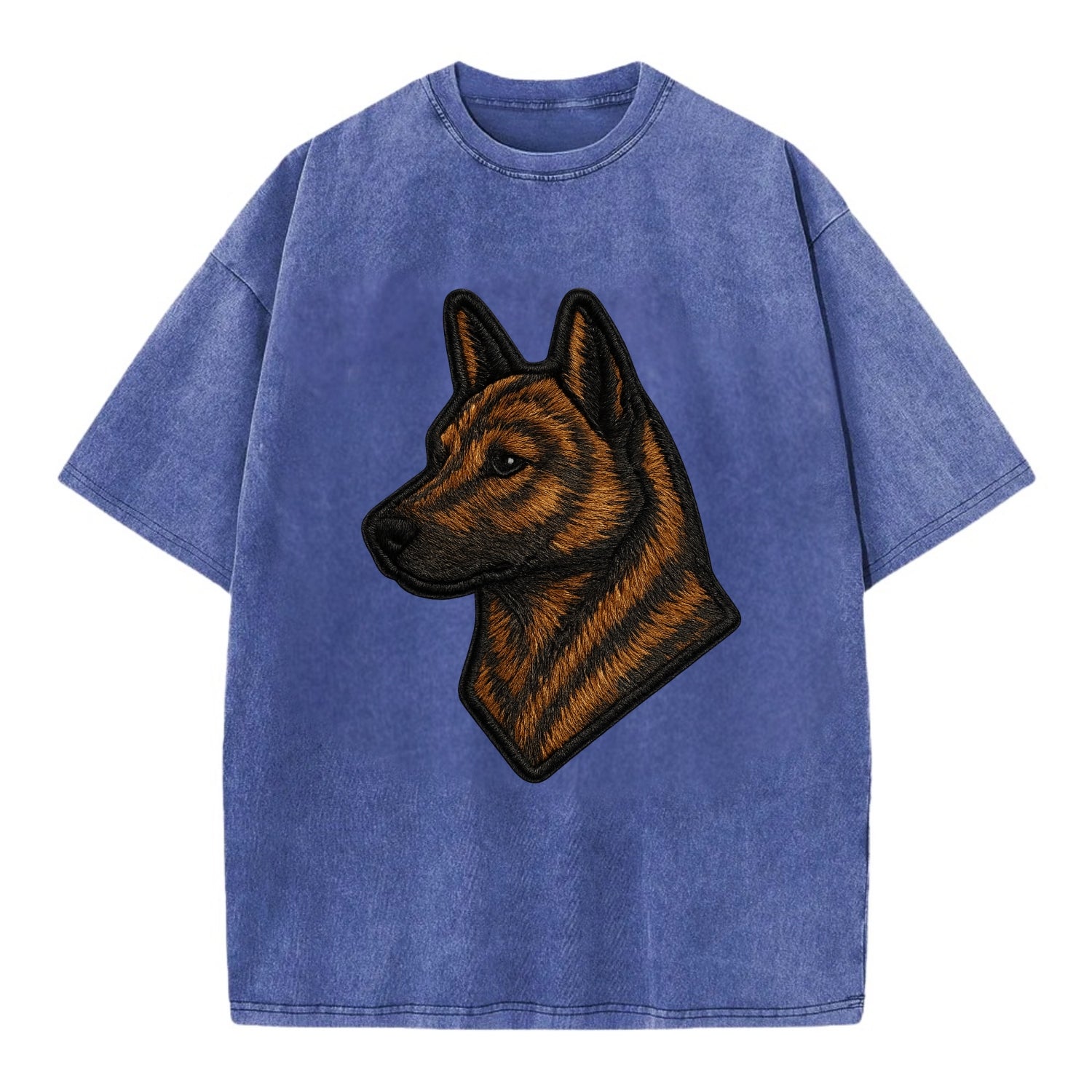 Kai Ken - Modern tiger dog logo with bol - Vintage T-shirt - Blue