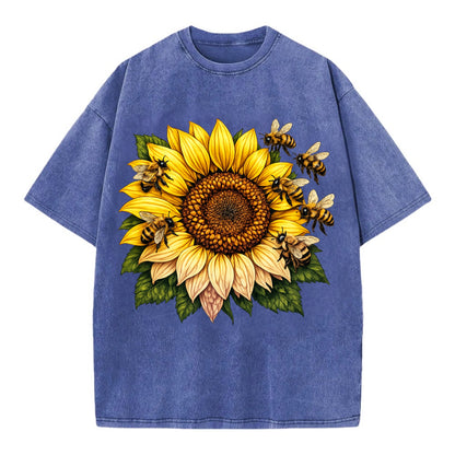 Vintage Sunflower - Vintage T-shirt - Blue