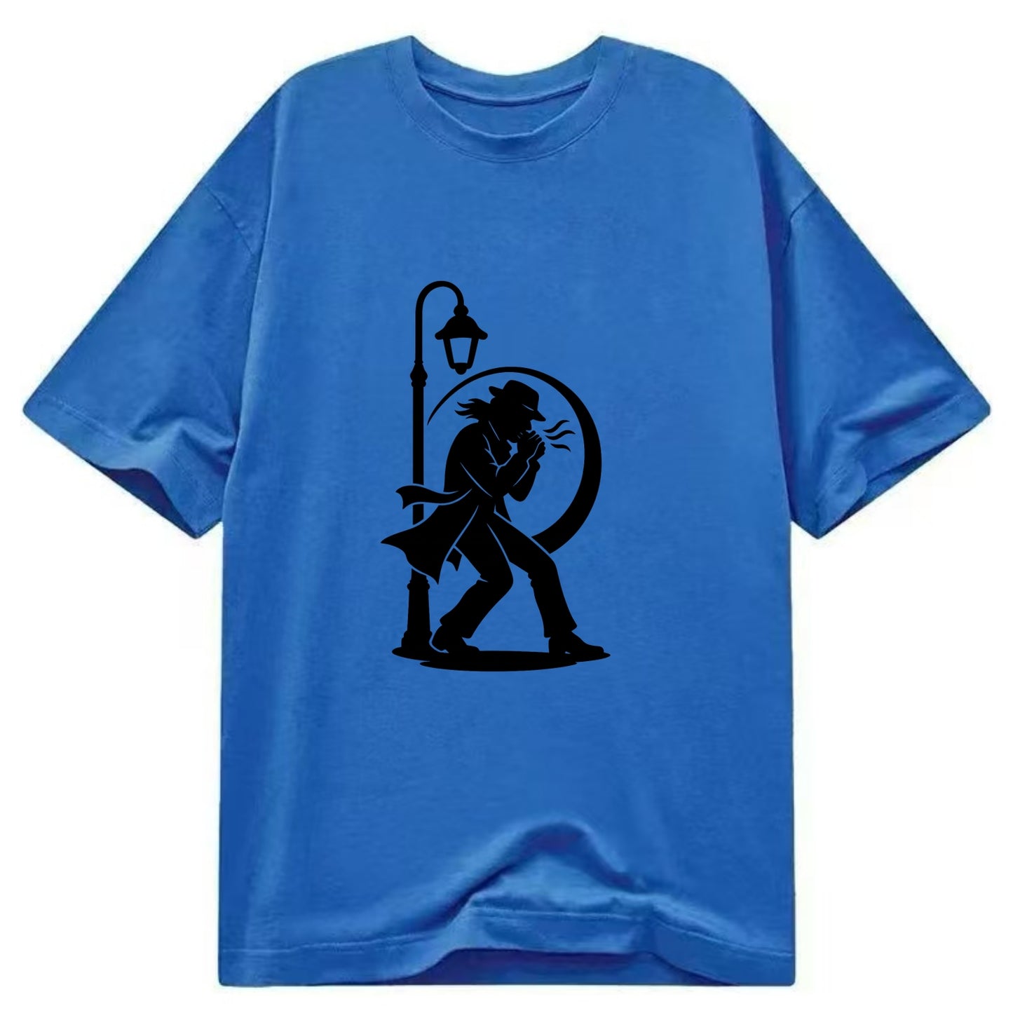 Blues harmonica player under streetlight - Classic T-shirt - Blue