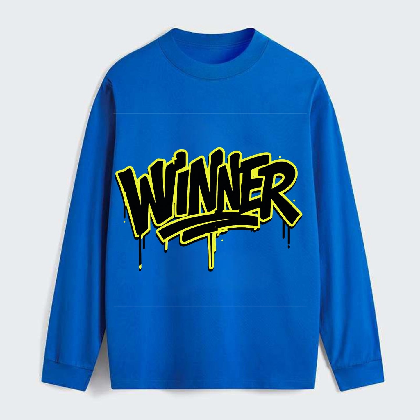Bold typography design - "WINNER" - victorious mindset, champion - Classic Long Sleeve Shirt - Blue