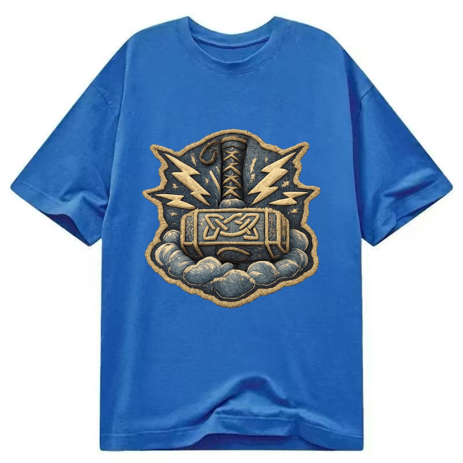 THOR HAMMER MJOLNIR - mighty hammer in silver and blue , thunder god - Classic T-shirt - Blue