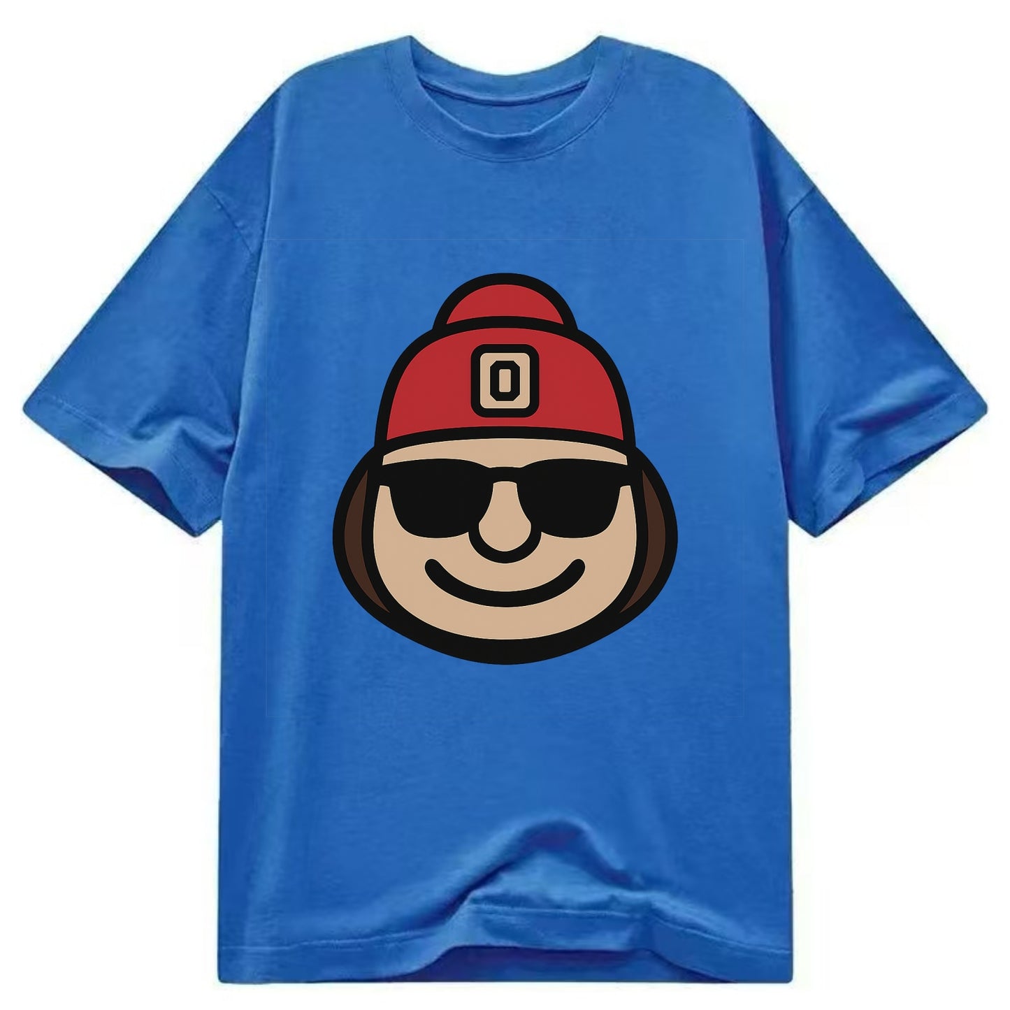 Columbus Brutus wearing Ohio State beanie with Block O patch - Classic T-shirt - Blue