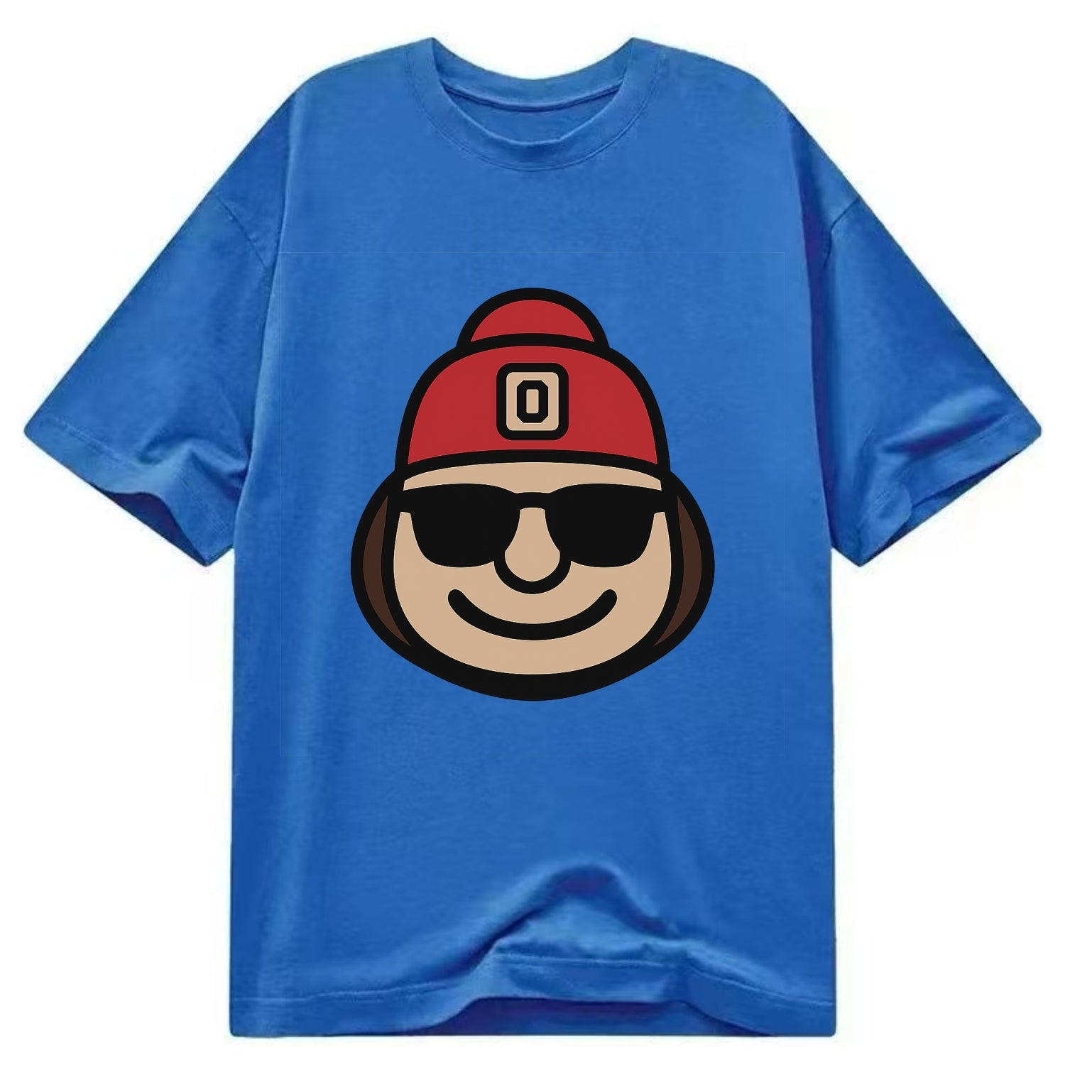 Columbus Brutus wearing Ohio State beanie with Block O patch - Classic T-shirt - Blue