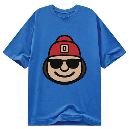 Columbus Brutus wearing Ohio State beanie with Block O patch - Classic T-shirt - Blue