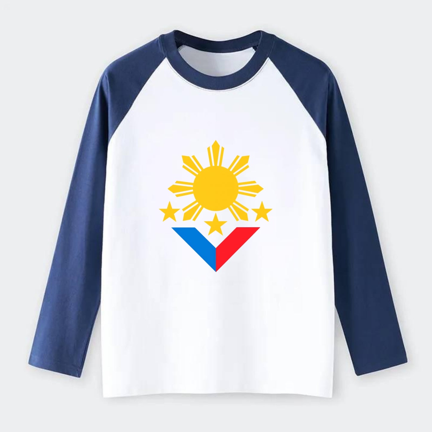 Sun Of Three - Raglan Long Sleeve T-Shirt - Blue