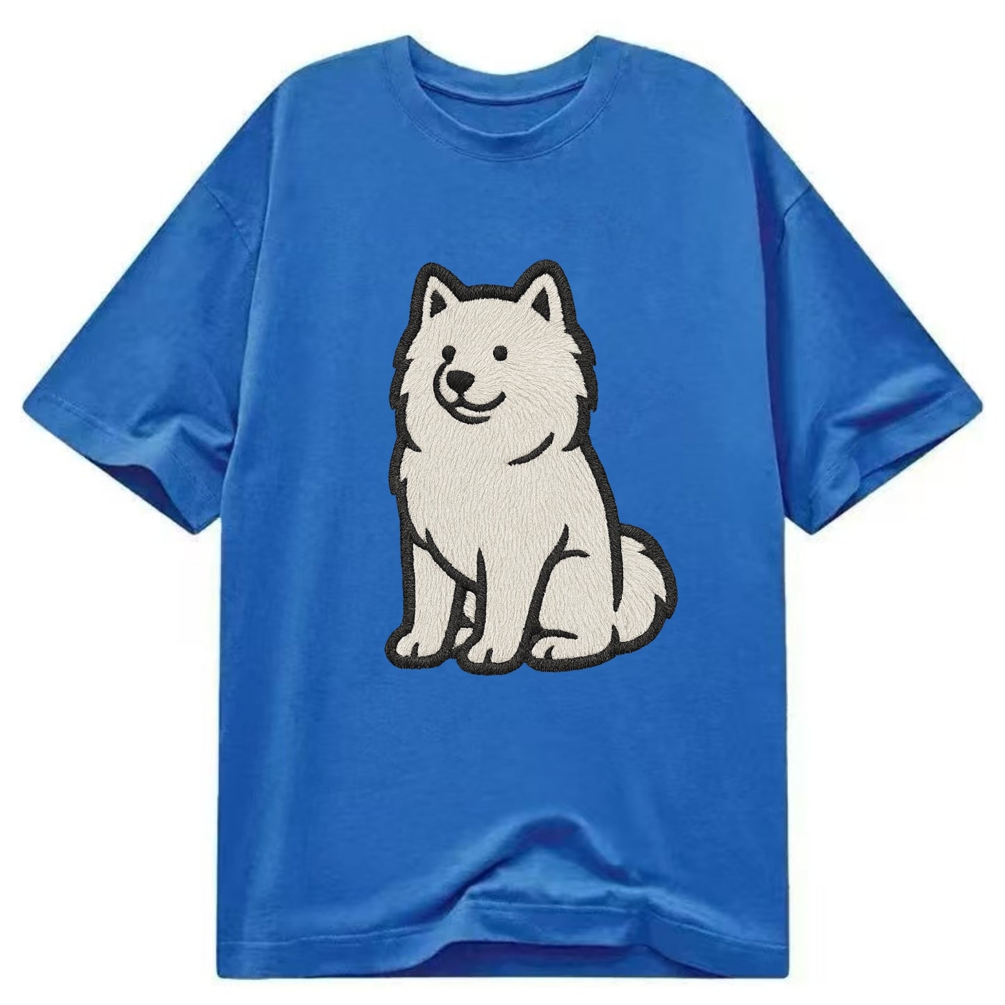 Samoyed - White fluffy embroidered desig Classic T-shirt - Blue
