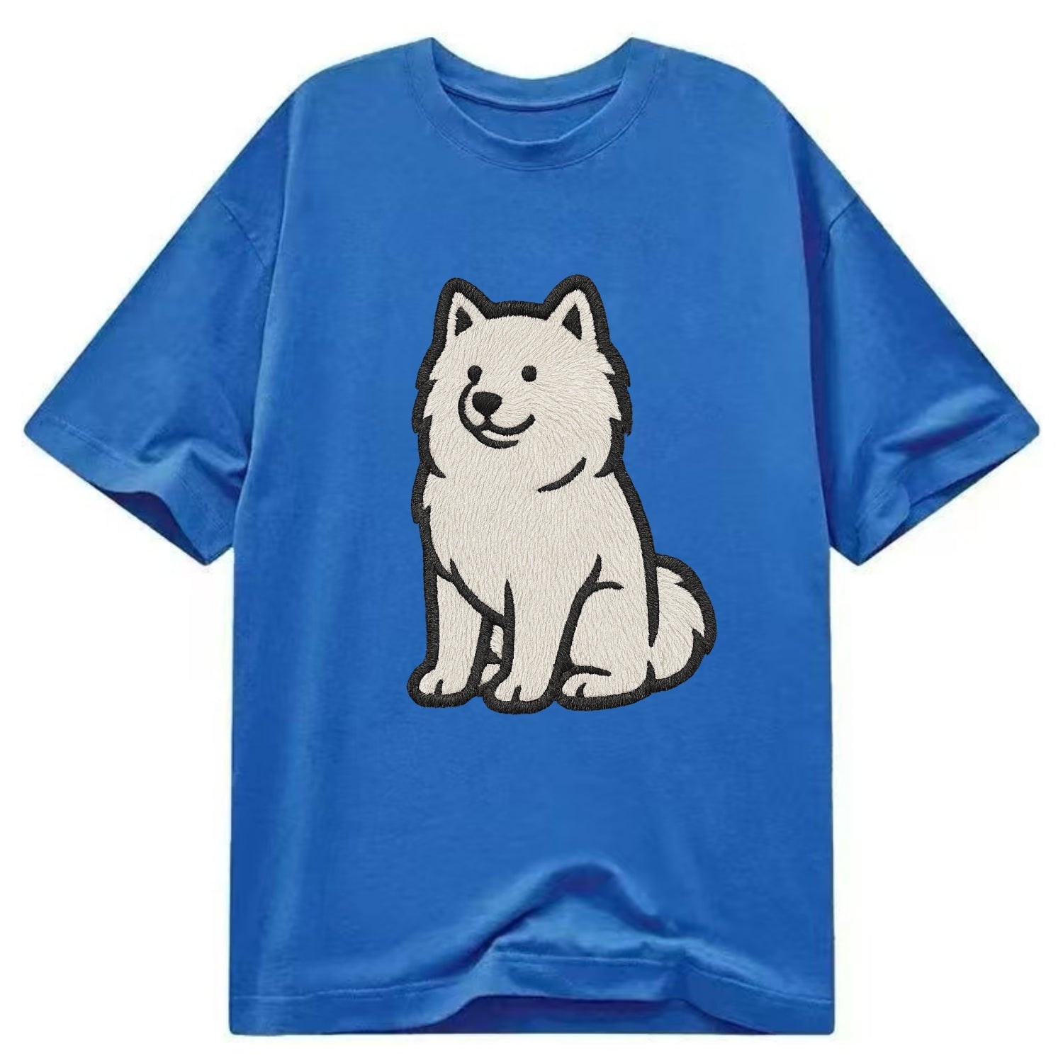 Samoyed - White fluffy embroidered desig Classic T-shirt - Blue