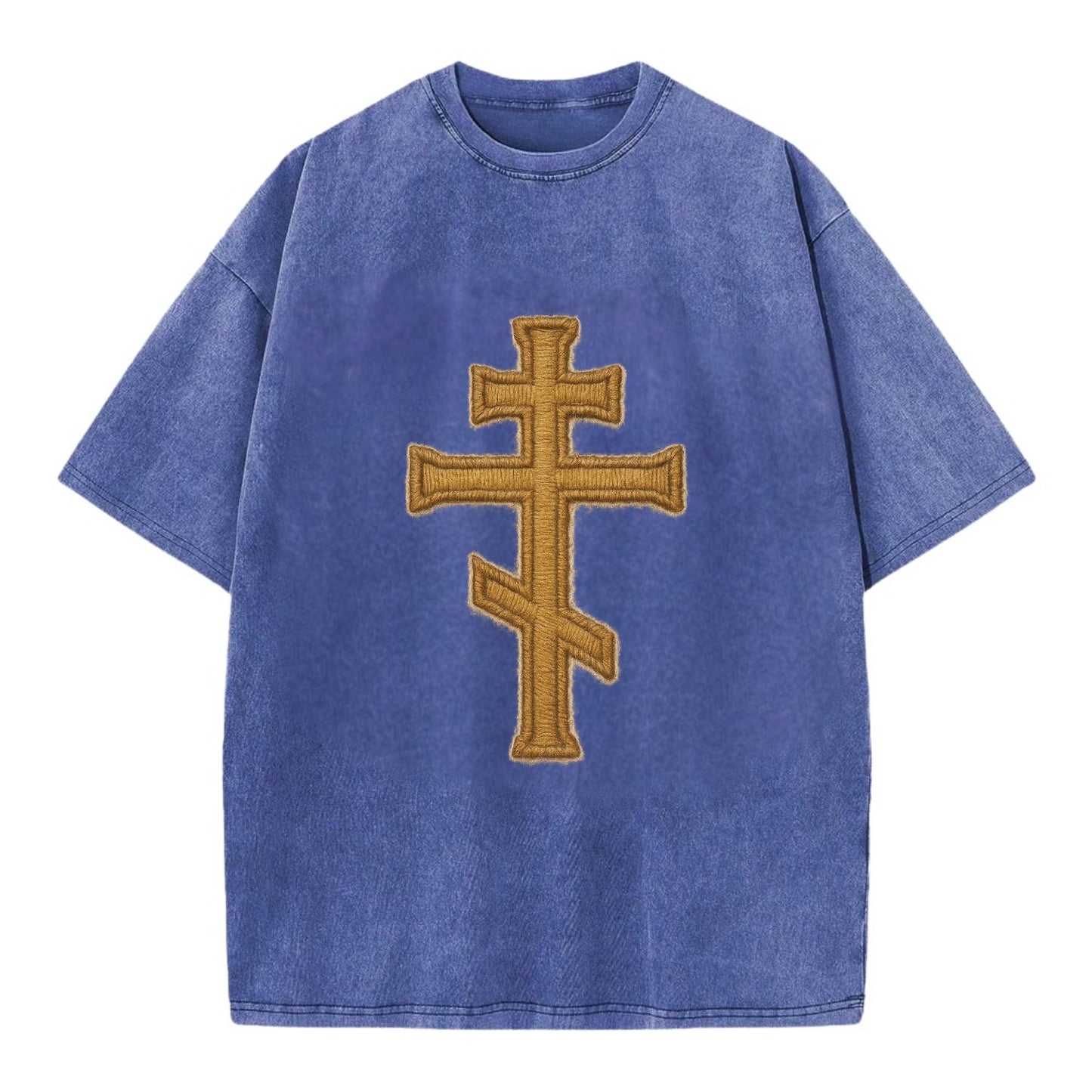 Orthodox Cross  - Vintage T-shirt - Blue