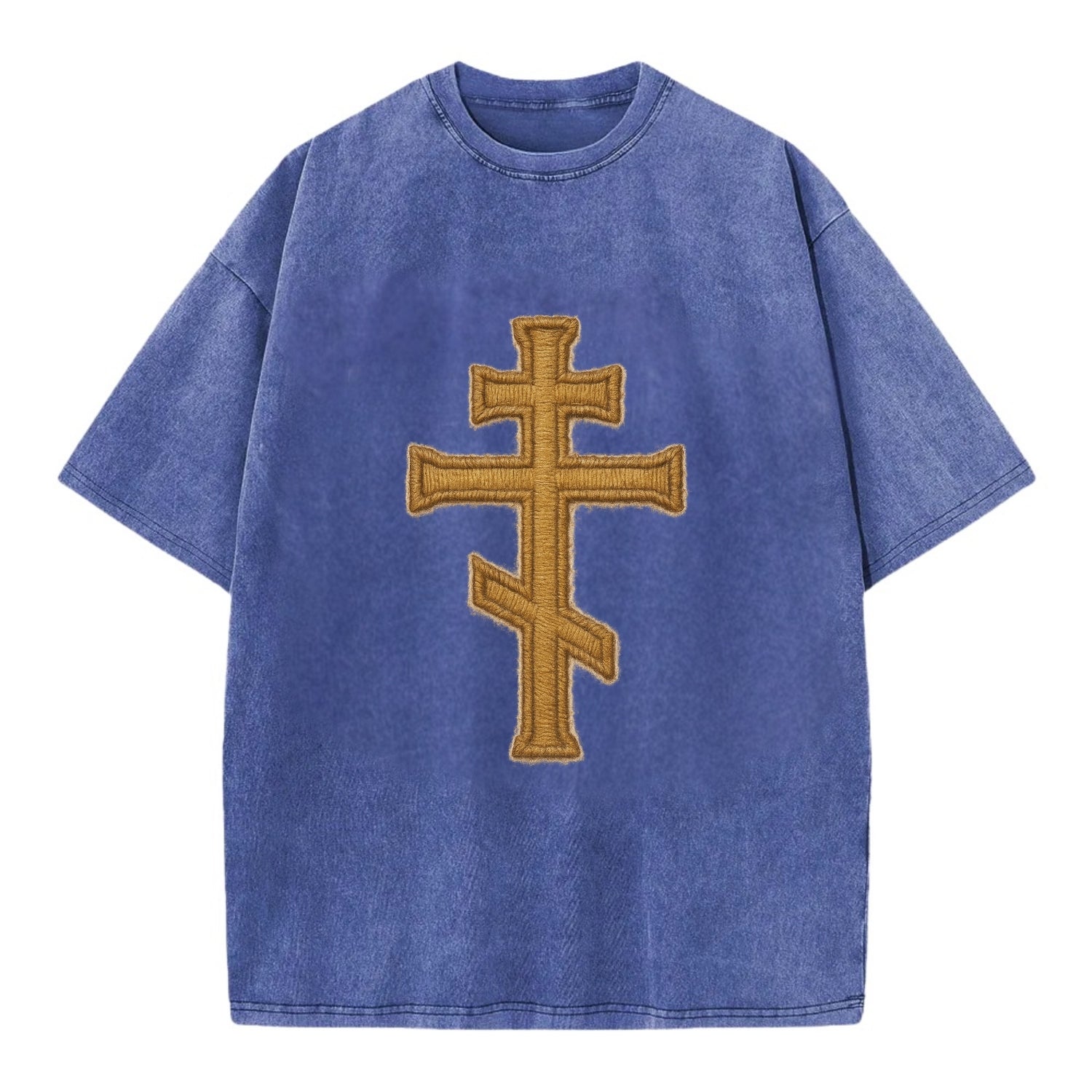 Orthodox Cross  - Vintage T-shirt - Blue