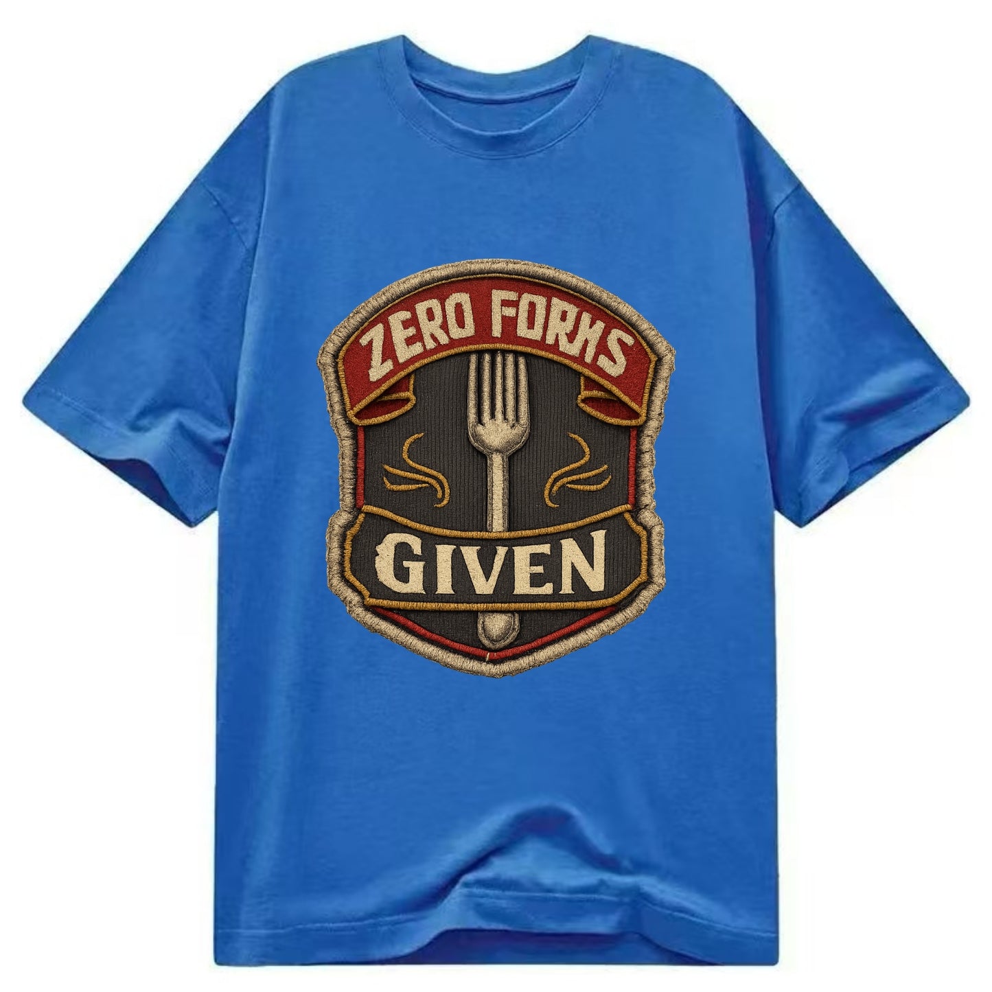 ZERO FORKS GIVEN - fork with text in silver , no cares attitude - Classic T-shirt - Blue