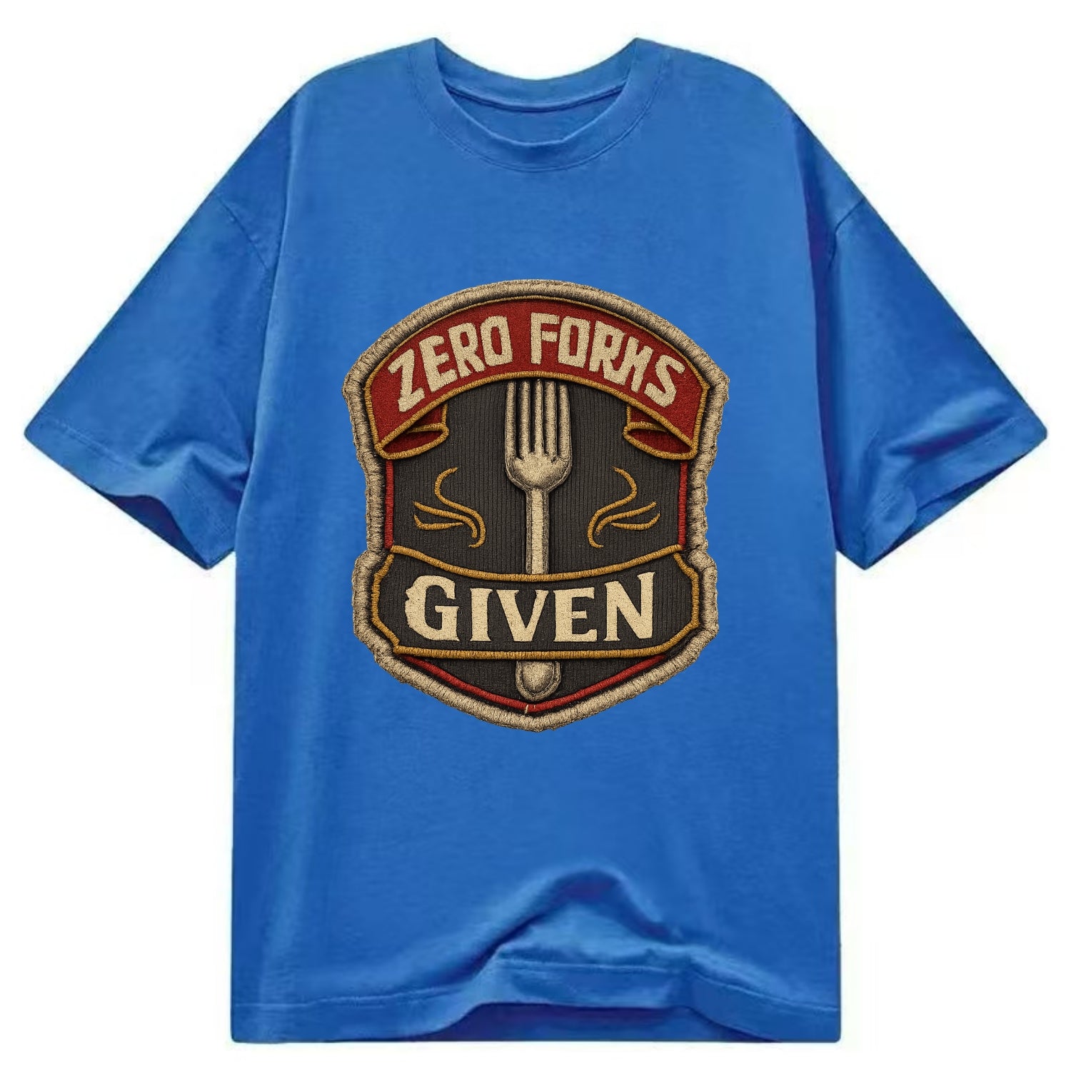 ZERO FORKS GIVEN - fork with text in silver , no cares attitude - Classic T-shirt - Blue