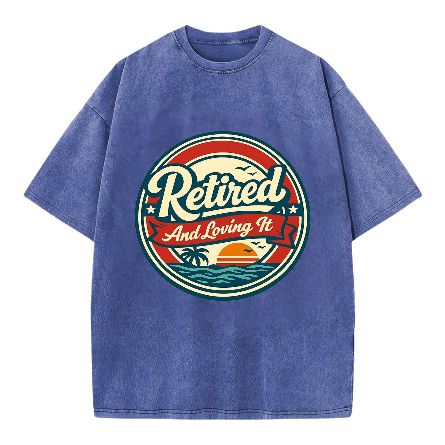 Carefree Retirement Emblem - Vintage T-shirt - Blue