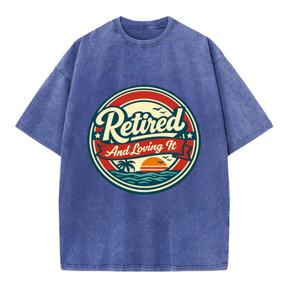Carefree Retirement Emblem - Vintage T-shirt - Blue