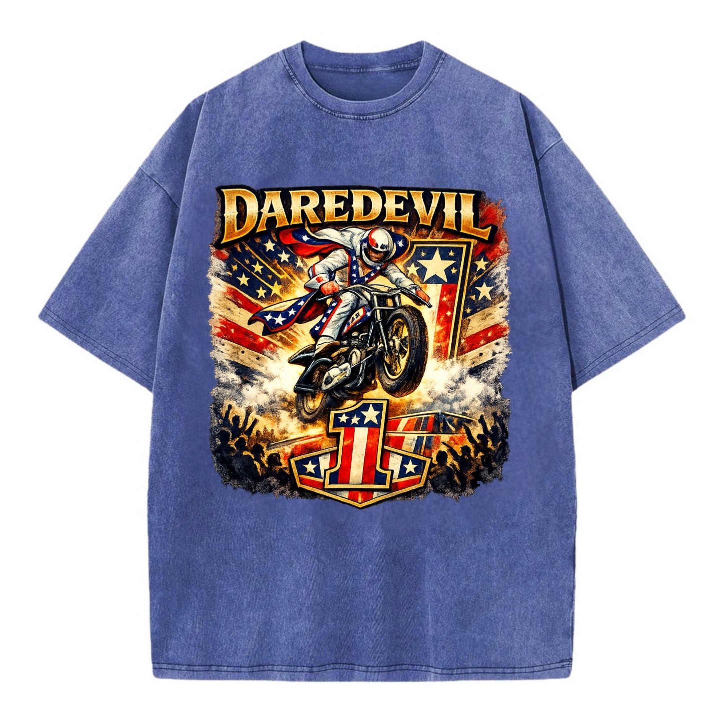 Daredevil Stunt Rider - Vintage T-shirt - Blue