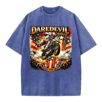 Daredevil Stunt Rider - Vintage T-shirt - Blue