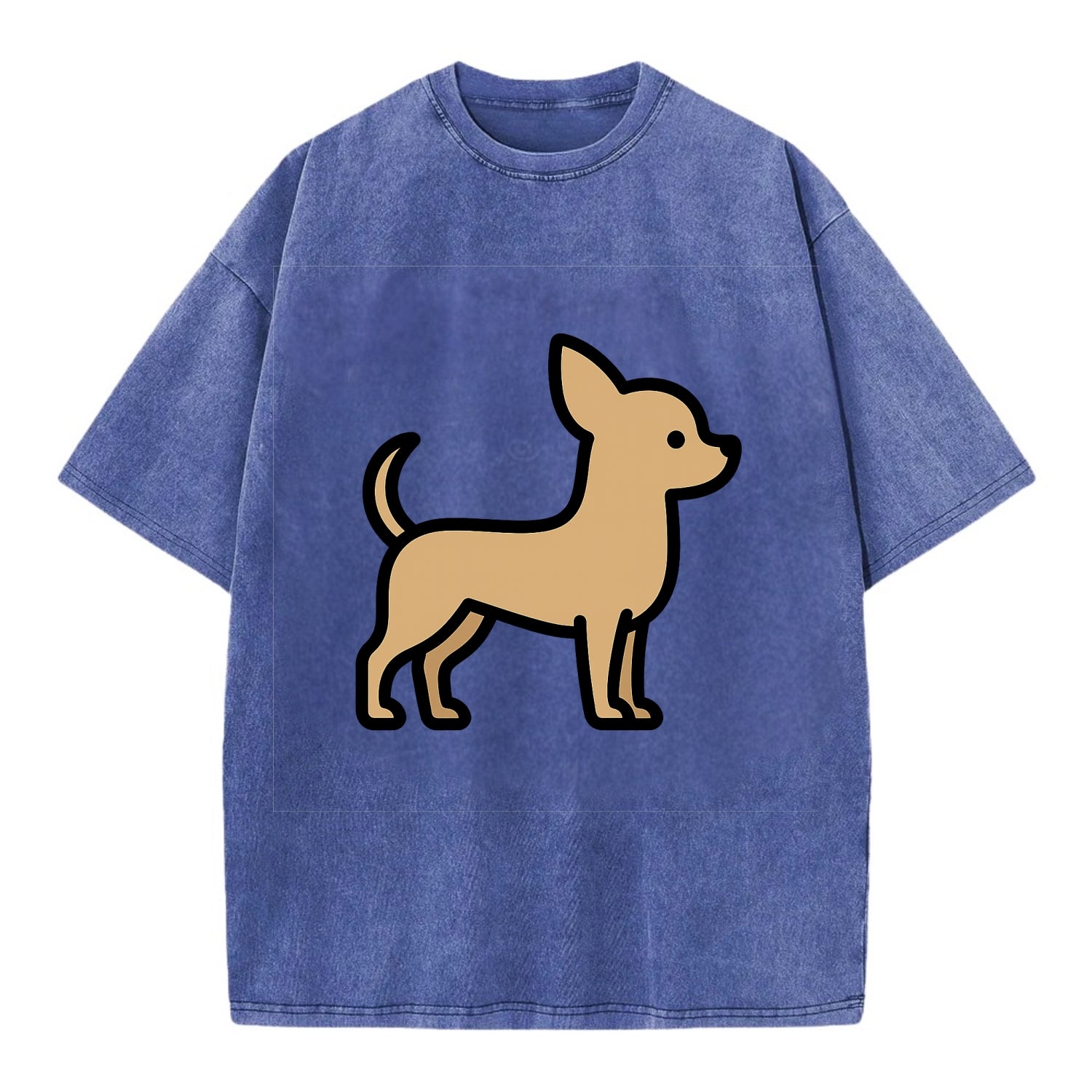 Chihuahua - Tan smooth coat flat side profile - Vintage T-shirt - Blue