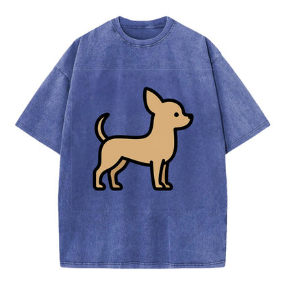 Chihuahua - Tan smooth coat flat side profile - Vintage T-shirt - Blue