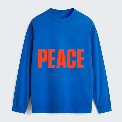 Bold typography design - "PEACE" - inner calm, tranquility, serenity - Classic Long Sleeve Shirt - Blue