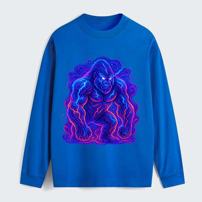 Mighty gorilla with electricity flowing through defined muscles, - Classic Long Sleeve Shirt - Blue