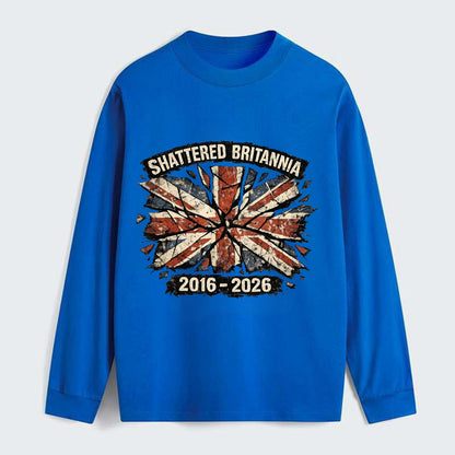 SHATTERED BRITANNIA | Cracked broken Union Jack | Fragmented glass - Classic Long Sleeve Shirt - Blue