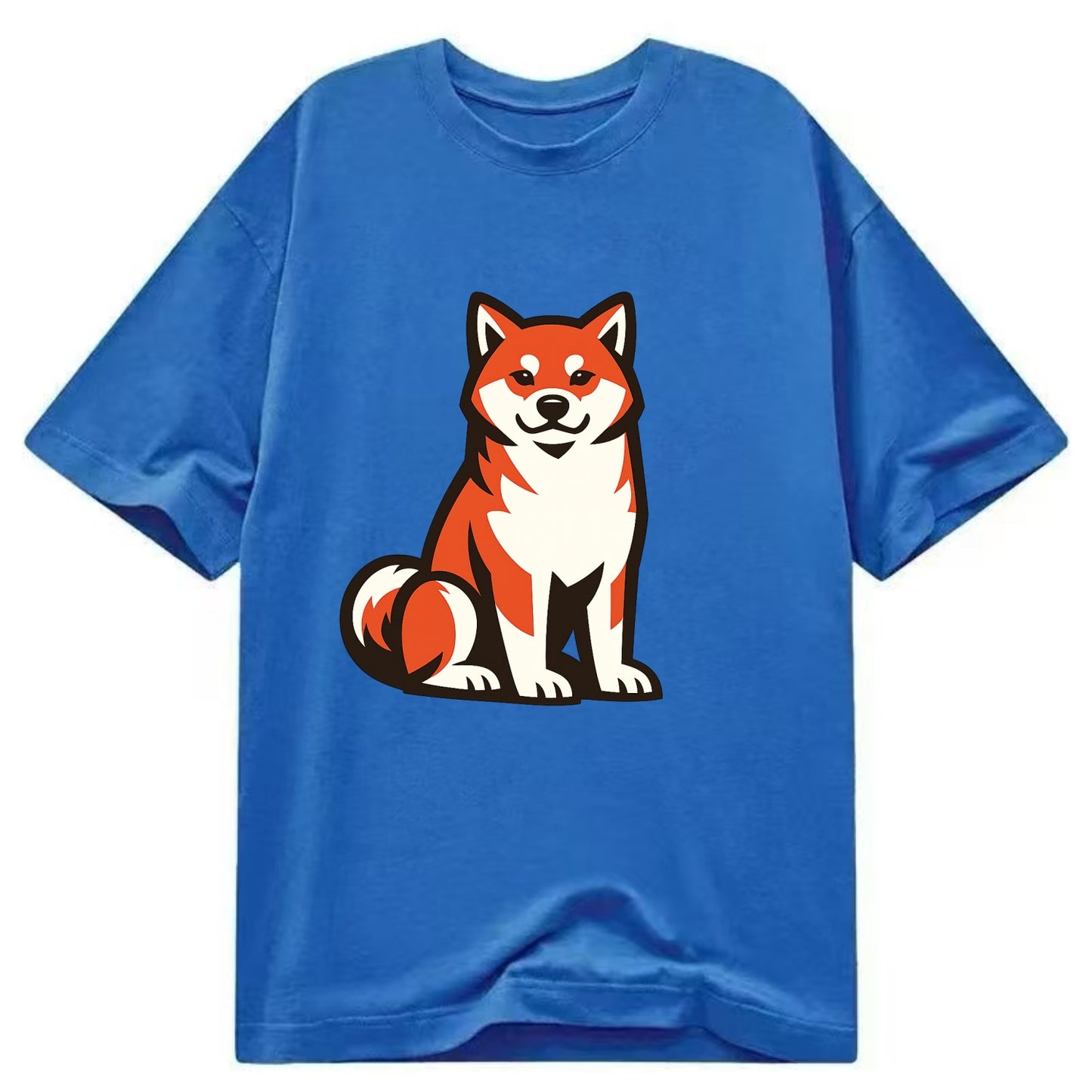 Sitting Shiba Inu Emblem - Classic T-shirt - Blue