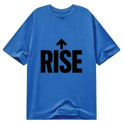 Bold typography design - "RISE" - getting up, ascending, elevating - Classic T-shirt - Blue