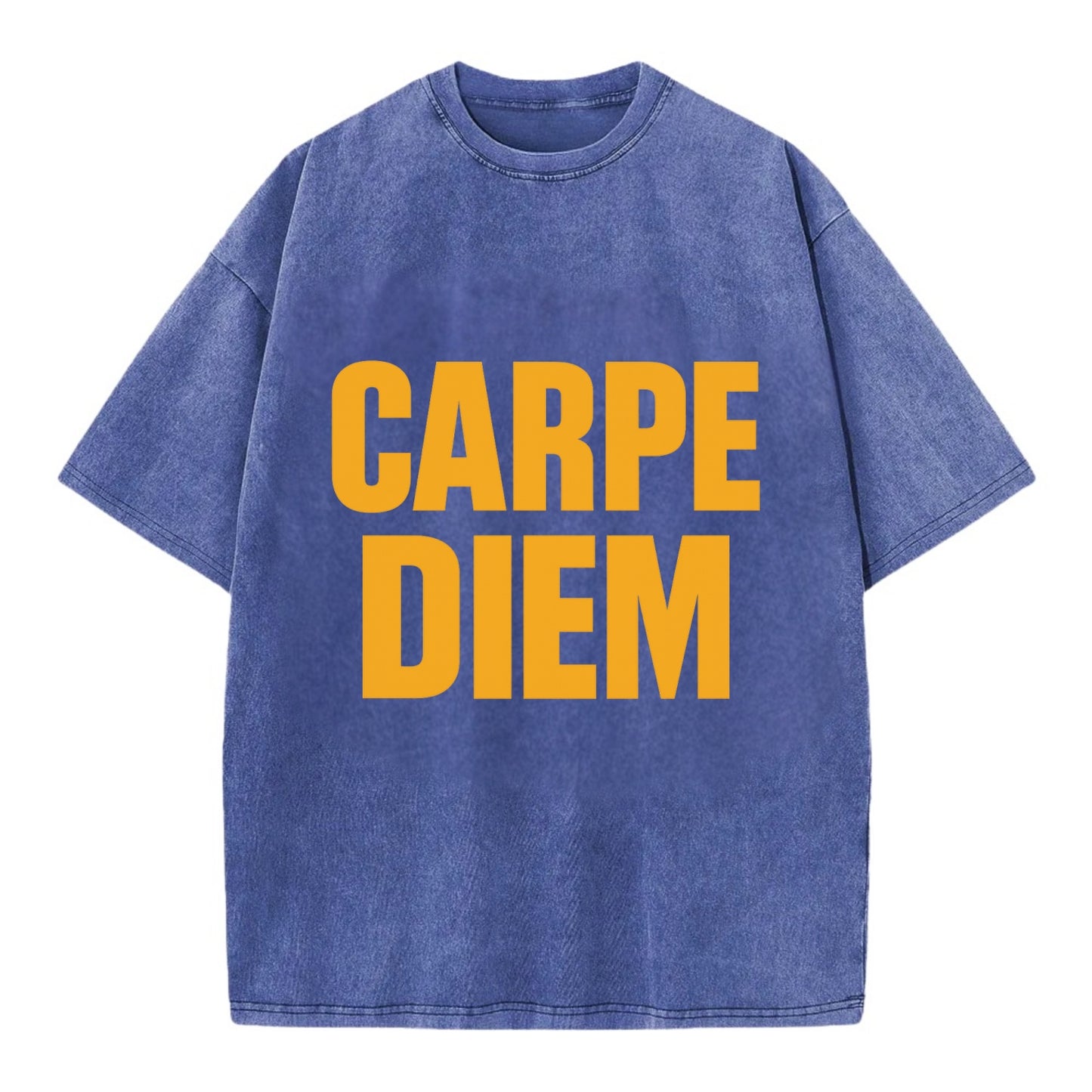 Bold typography design - "CARPE DIEM" - seize the day - Vintage T-shirt - Blue