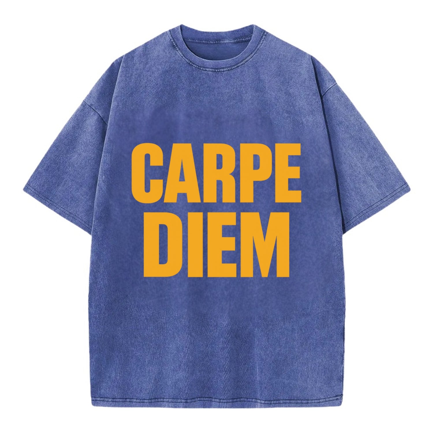Bold typography design - "CARPE DIEM" - seize the day - Vintage T-shirt - Blue
