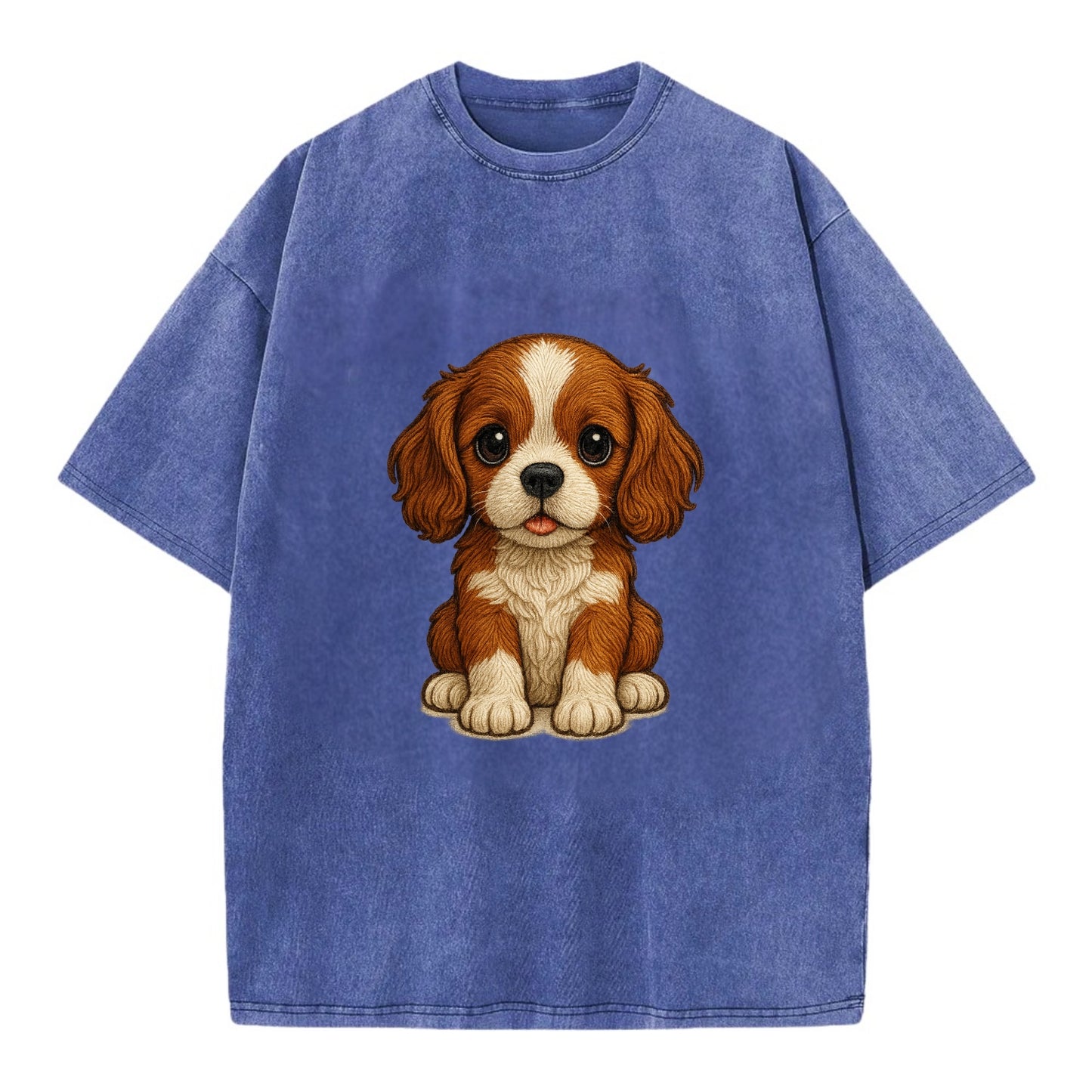 Baby Cavalier King Charles Spaniel Puppy - silky ears, gentle eyes, sweet - Vintage T-shirt - Blue