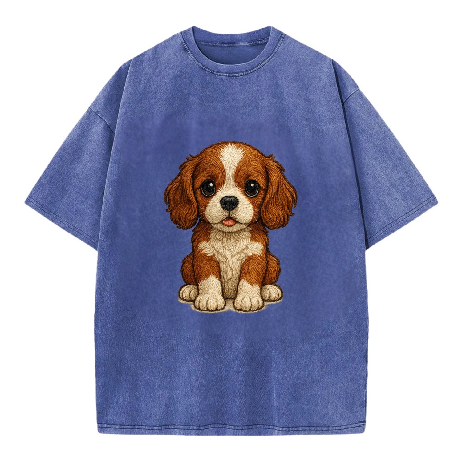 Baby Cavalier King Charles Spaniel Puppy - silky ears, gentle eyes, sweet - Vintage T-shirt - Blue