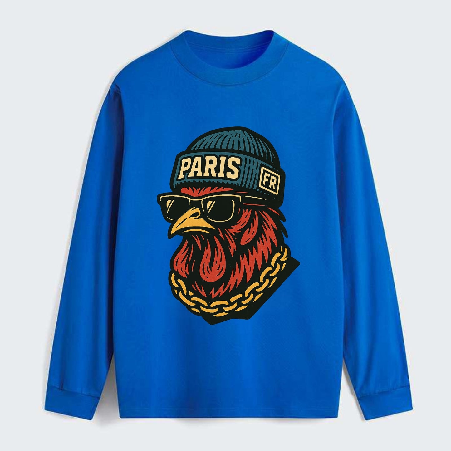 Paris Rooster - Classic Long Sleeve Shirt - Blue