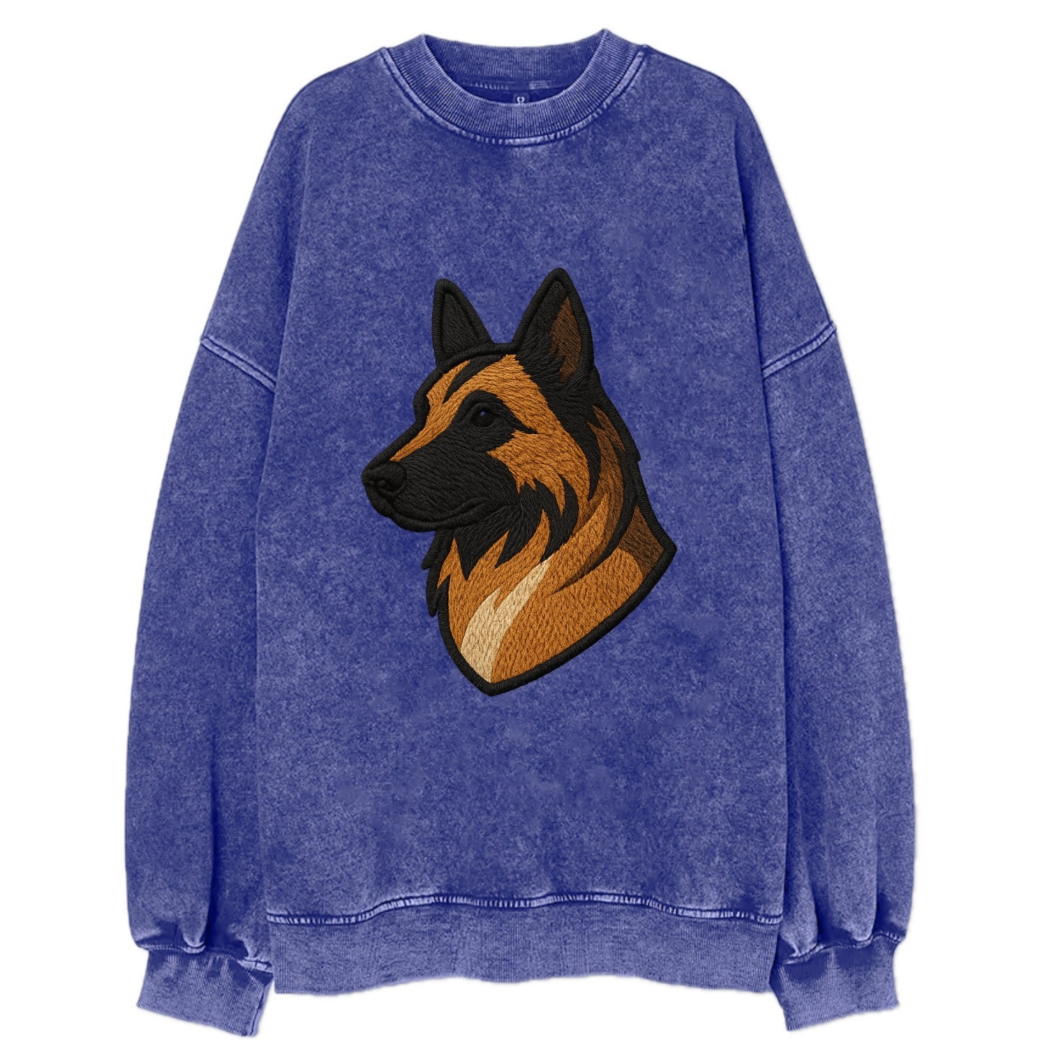 Belgian Tervuren - Fawn with black overlay embroidered design - Vintage Sweatshirt - Blue