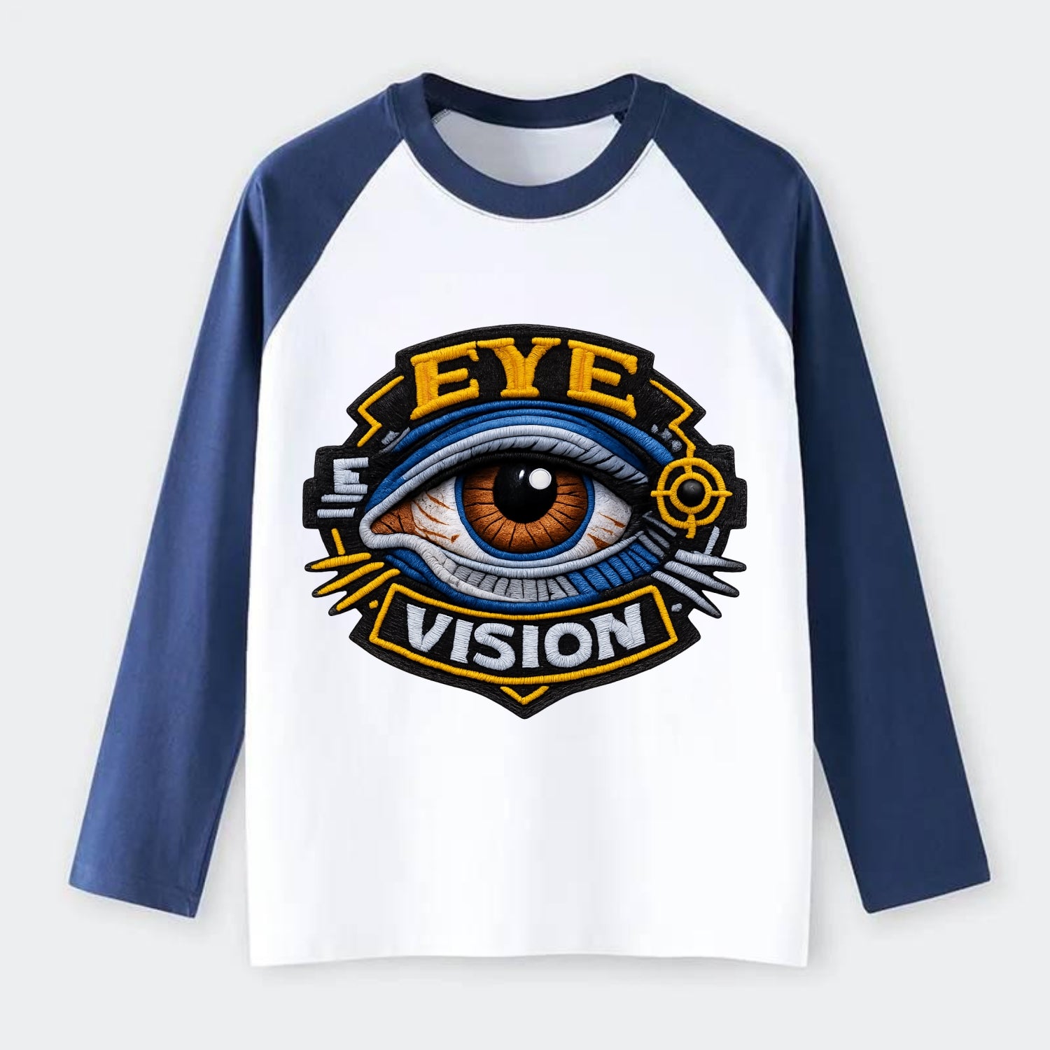 EYE VISION - anatomical eye in blue and brown , optometry - Raglan Long Sleeve T-Shirt - Blue