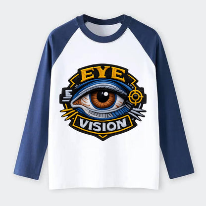 EYE VISION - anatomical eye in blue and brown , optometry - Raglan Long Sleeve T-Shirt - Blue