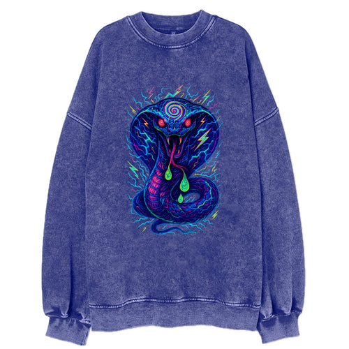 Mesmerizing cobra with hypnotic spiral patterns in the hood, scales that - Vintage Sweatshirt