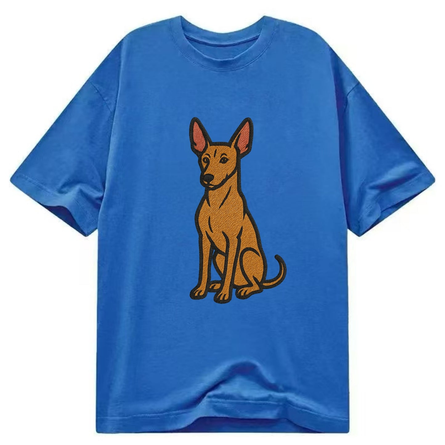 Pharaoh Hound - Tan colored embroidered pose - Classic T-shirt - Blue