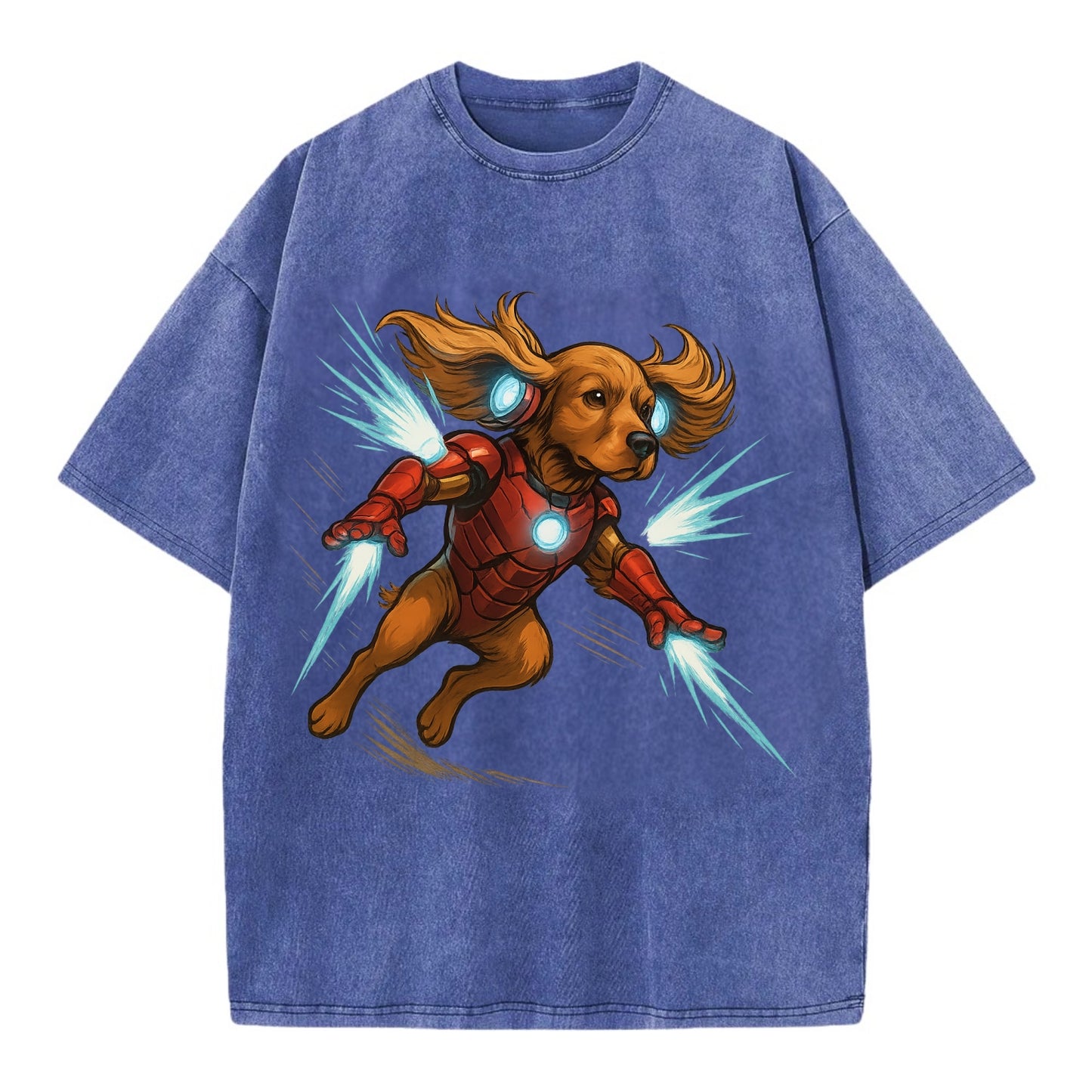 Cocker Spaniel Iron Man  - Vintage T-shirt - Blue