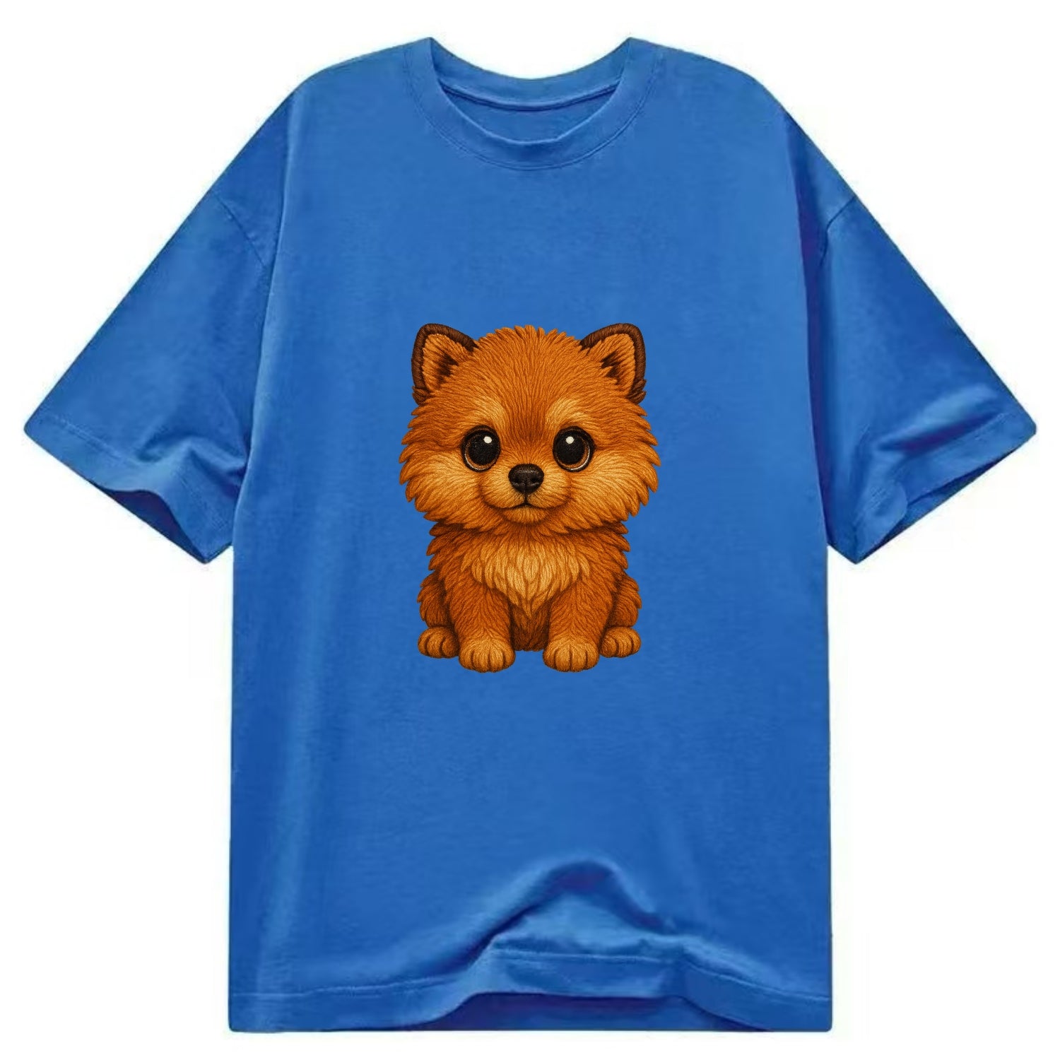 Baby Pomeranian Puppy - fluffy orange ball, fox face, tiny body, bright eyes, - Classic T-shirt - Blue