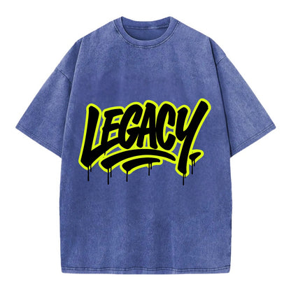 Bold typography design - "LEGACY" - what you leave behind, lasting impact - Vintage T-shirt - Blue